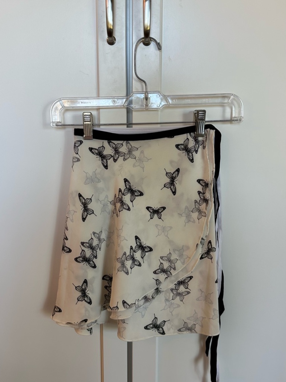 Butterfly Print Cream Ballet Wrap Skirt